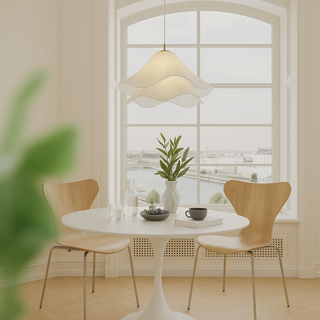 Etherule Bloem Hanglamp Stof Metaal Beige Eetkamer Hanglamp Gelaagd Design Sfeerverlichting Moderne Hanglamp