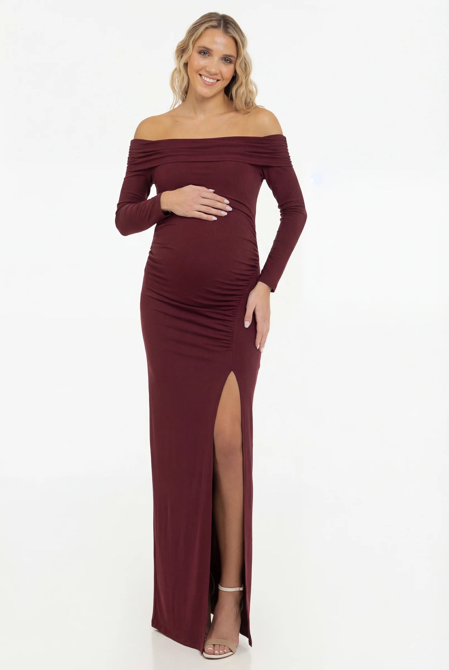Zwangerschapsjurk Maxi Off Shoulder Elegante Zomerjurk voor Dames