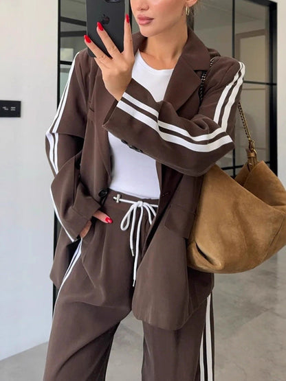 Dames Lounge Set Zachte Wijd Broek en Blazer Comfortabel