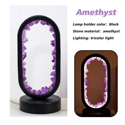 Tafellamp Amethist Handgemaakt Natuurkristal LED E14 Paars Roze Sfeer Slaapkamer Meditatie Yoga Rustgevend Decoratie Innerlijke Rust