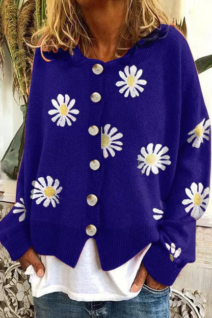 Dames Vest Gebreid Bloemenpatroon Roze → Gebreid Dames Vest Roze Bloemenpatroon