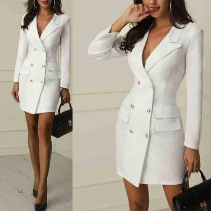 Dames Blazer Jurk Elegante Lange Mouwen