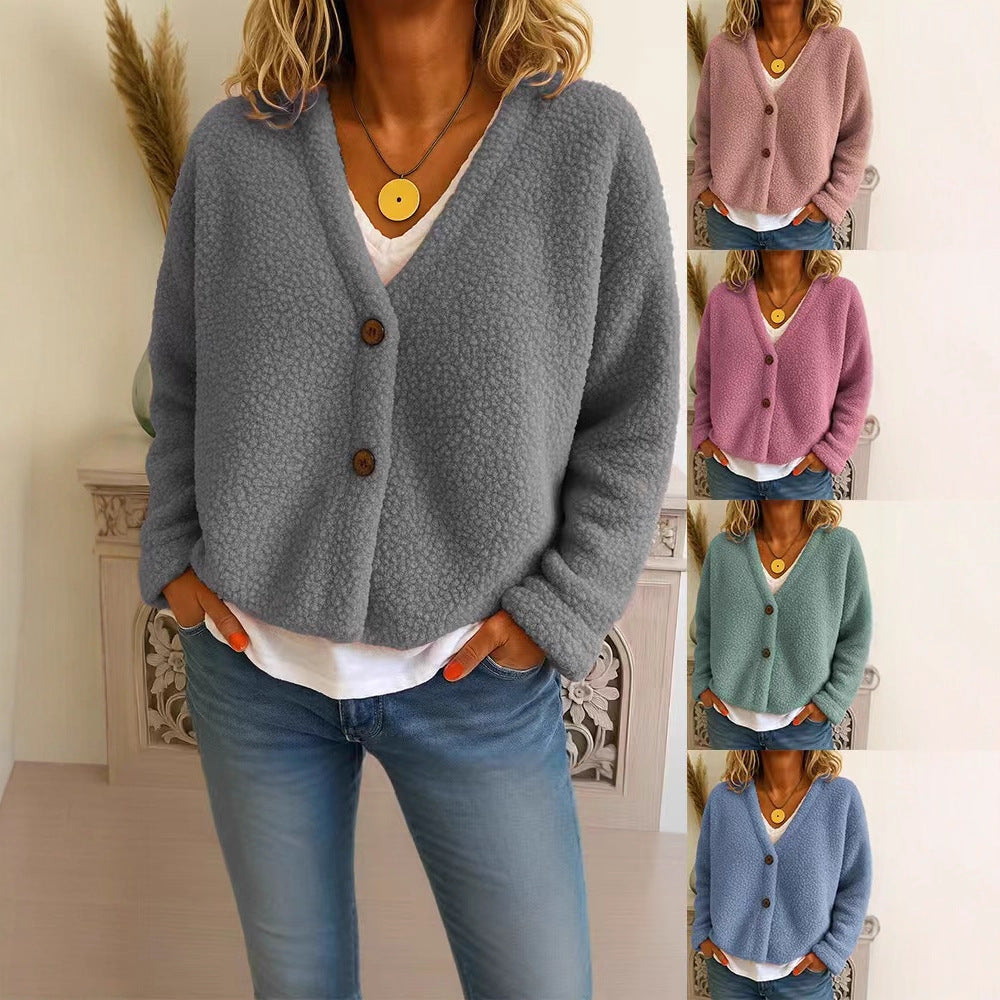 Dames Fleece Vest Warm met V-hals en Knopen → Dames Fleece Vest Warm en Comfortabel met Knopen