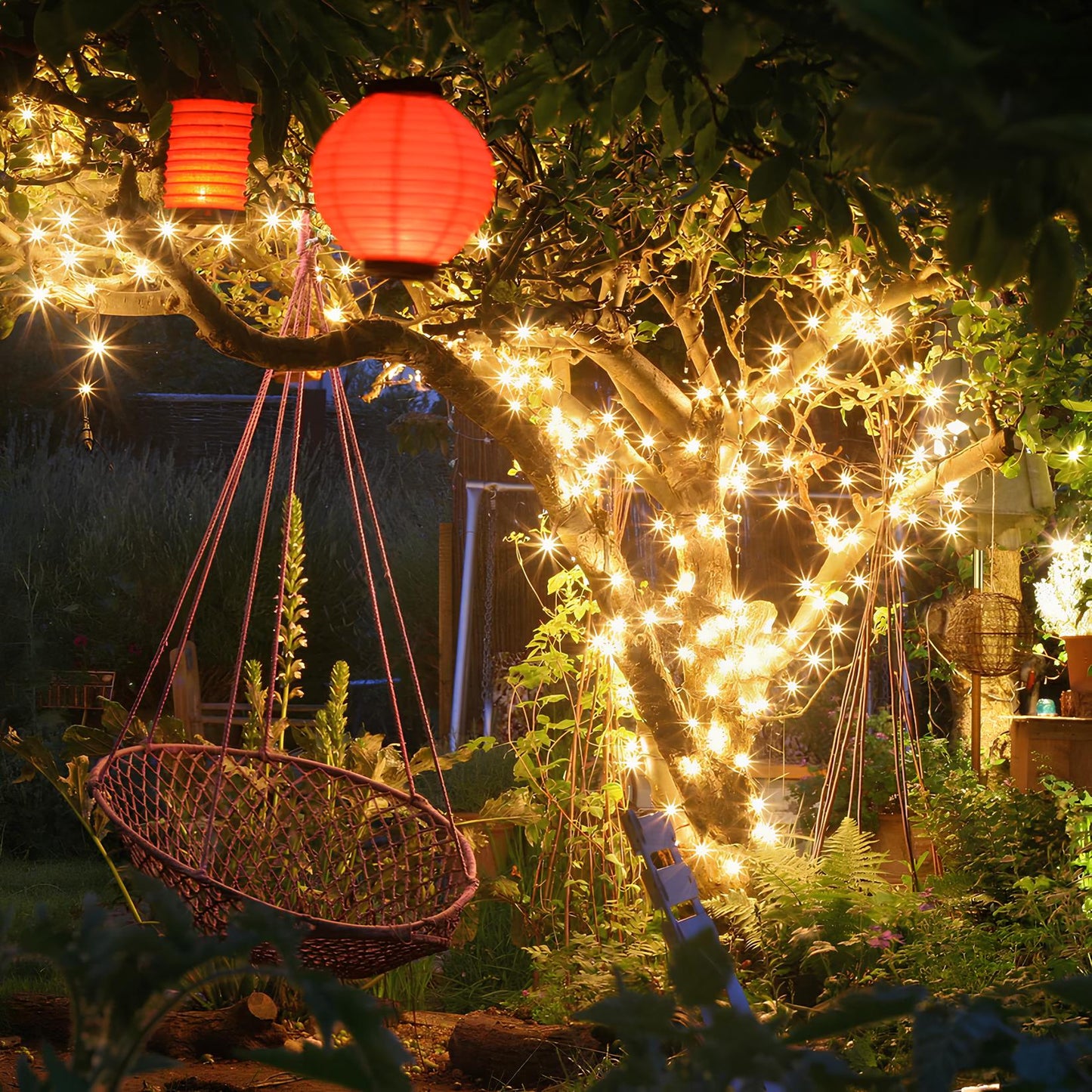 Solar LED Lichtsnoer Warm Wit Groene Koperdraad IP65 Waterdicht Voor Tuin Terras & Balkon