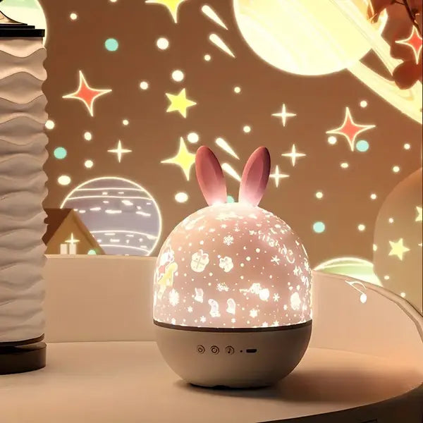 Sterrenprojector Nachtlampje Konijn & Hert met Muziek en USB-Oplader voor Kinderkamer