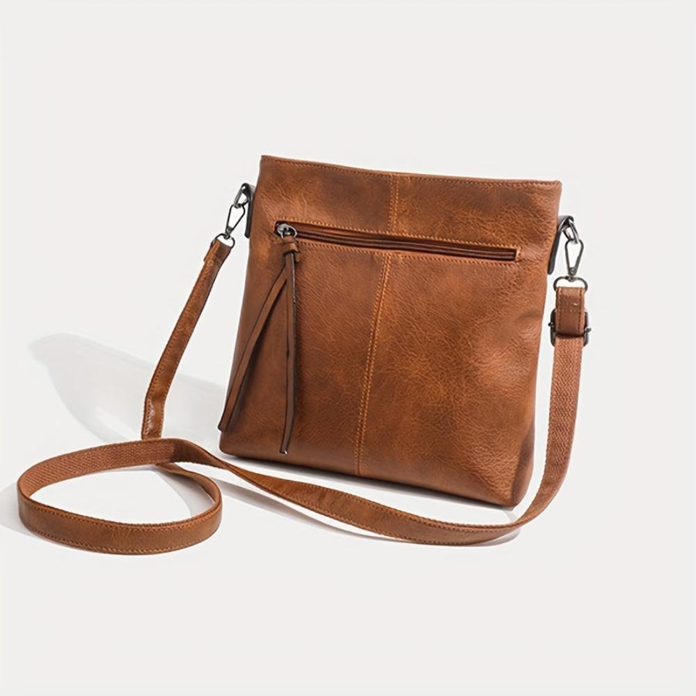 Vierkante Retro Schoudertas Bruin Crossbody Damestas Compacte Stijlvolle Schoudertas Dagelijks Gebruik