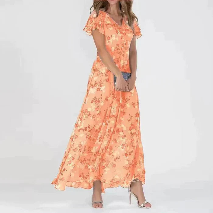 Vrouwelijke Zomerjurk Bloemenprint Lange Jurk voor Vrouw