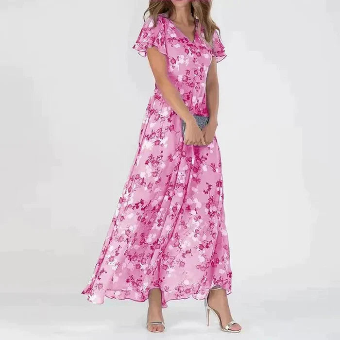 Vrouwelijke Zomerjurk Bloemenprint Lange Jurk voor Vrouw