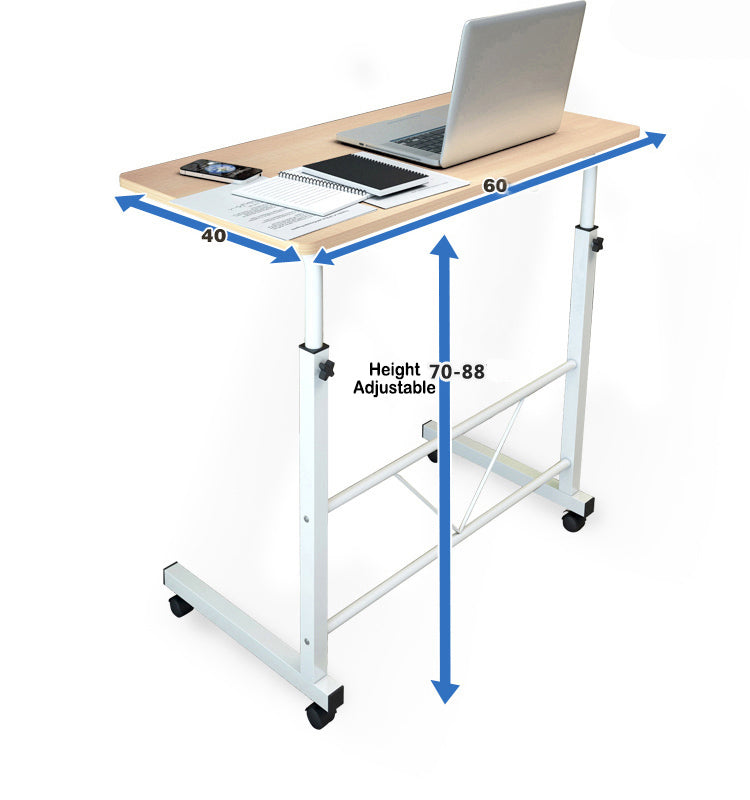 Verstelbare Laptoptafel Op Wielen Wit Staal Hout Hoogte Instelbaar Sofa Bijzettafel
