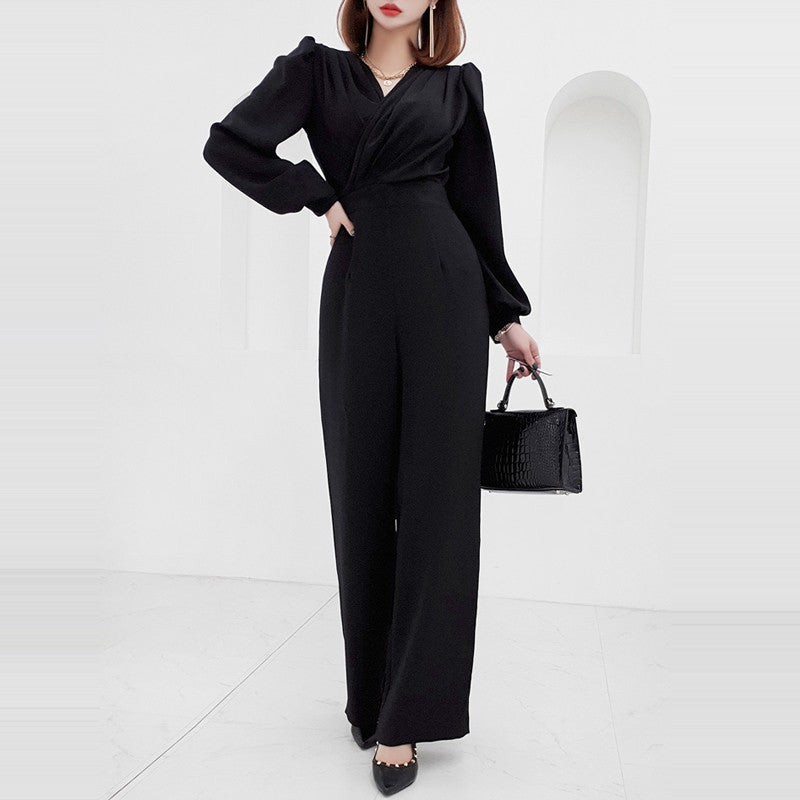 Dames Jumpsuit Hoge Taille V-Hals Elegante Jurk