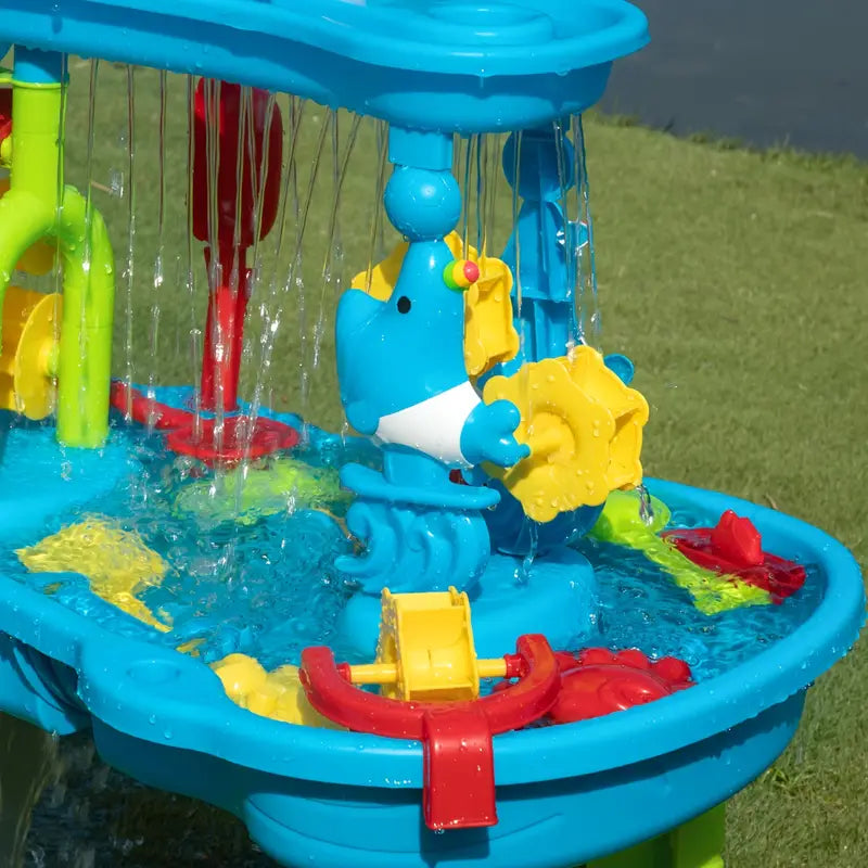 Waterspeeltafel met Accessoires voor Kinderen – Buiten Speelgoed met Watermolen en Watertoren 63x41x82cm – Scandinavisch Geïnspireerd Zandwater Tafeltje voor Tuin