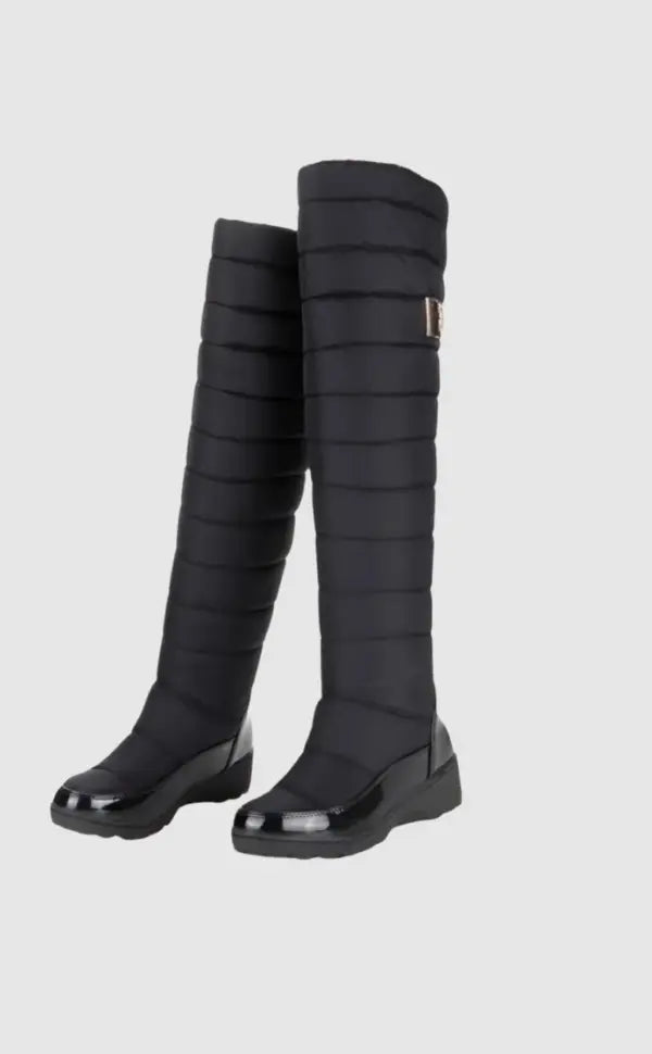Overknee Laarzen Warm Zwart van Leer