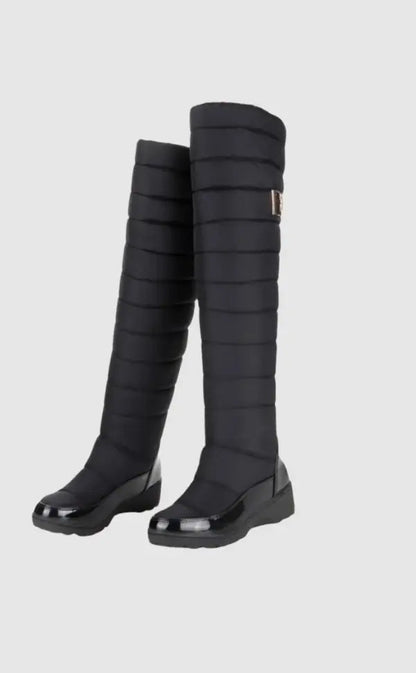 Overknee Laarzen Warm Zwart van Leer