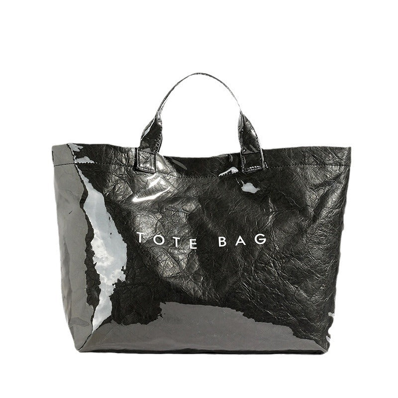 Leren Tote Bag Amber Kleur Luxe Lakleer