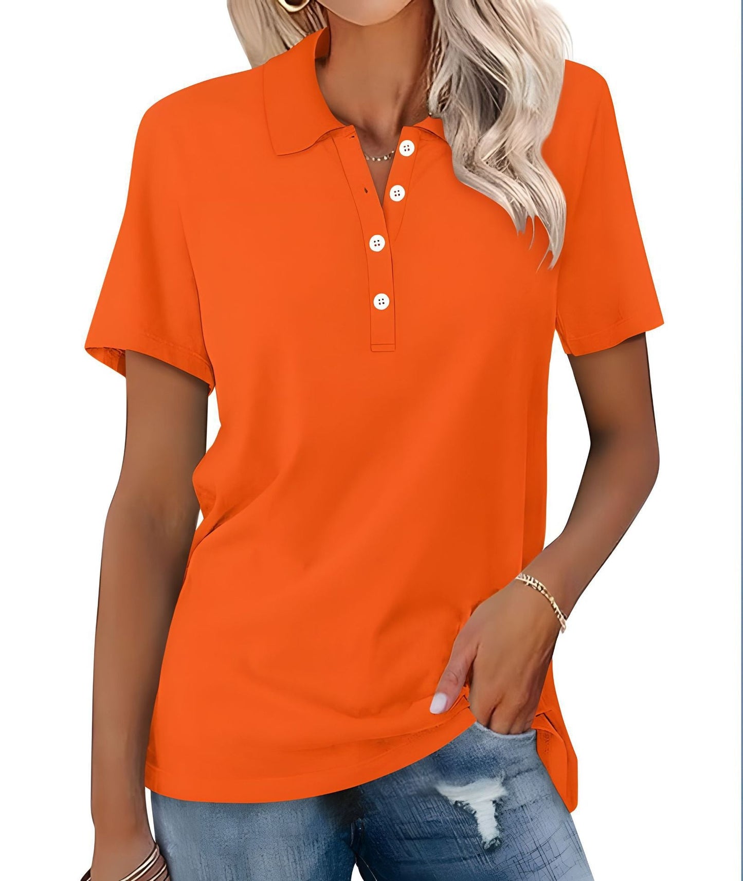 Dames Polo Top Kortemouw Zomerjurk Basic Wit