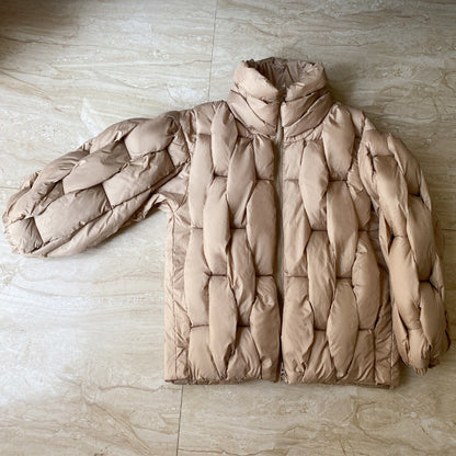 Dames Pufferjas Warm Oversized Gevlochten Jas