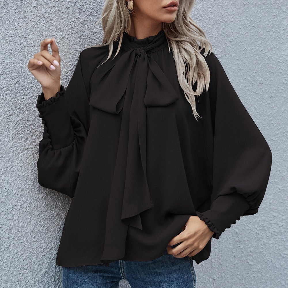 Dames Blouse Strikdetail Elegante Stijl Chique Katoen