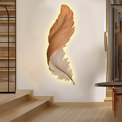 Artistieke Veren LED Wandlamp Met Verborgen Lichtstrip En Afstandsbediening