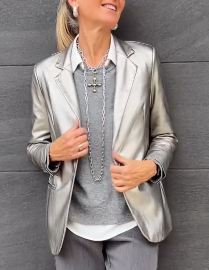 Dames Blazer Metallic Glanzend Anne-Fleur Jas - StudioMarella