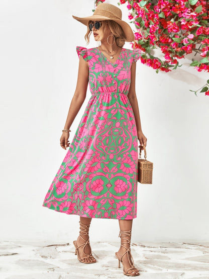 Zomerjurk Korte Mouwen Bloemenprint Vrouwelijk Design