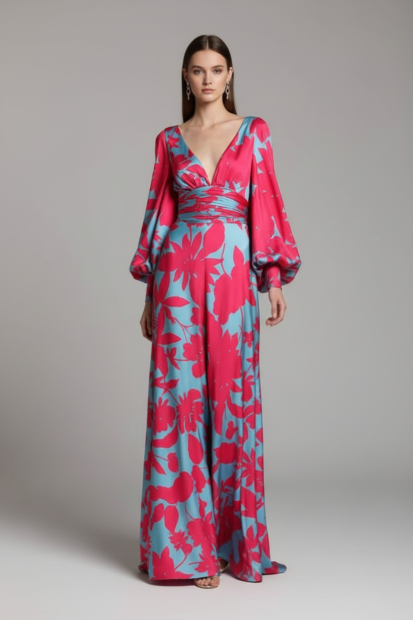 Felicia Maxi Jurk Roze – Grijze Achtergrond