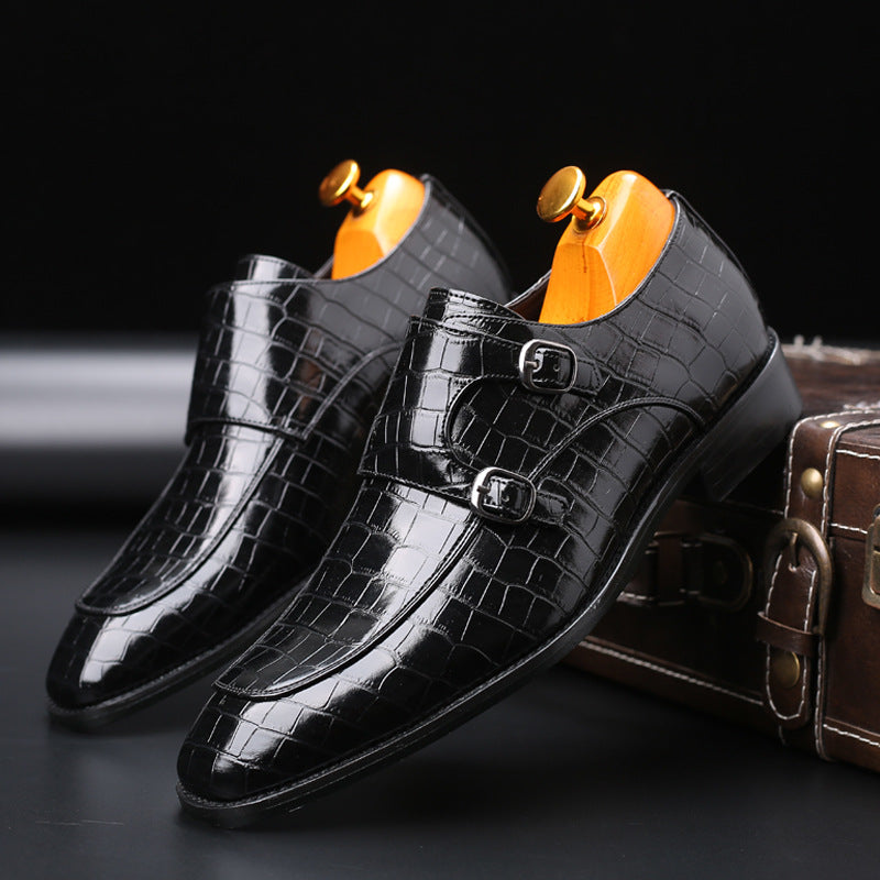 Felix | Leren ademende nette herenschoenen met vierkante teen in de kleur Zwart voor heren in stijl geschikt voor alle seizoenen.