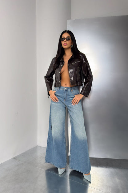 Leren Jas Kort met Wijde Jeans voor Stoere Streetwear Stijl - StudioMarella