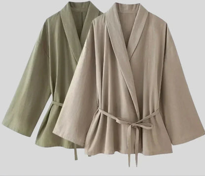 Luchtige Zomer Kimono Set voor Dames van Linnen