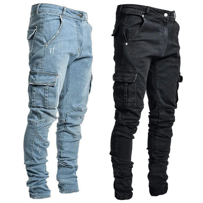 Fernand | Heren Denim Cargo Broek in de kleur Zwart voor heren in Outdoor stijl ideaal voor de herfst.