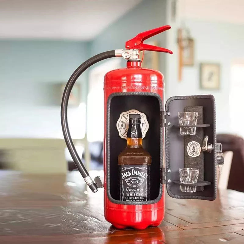 Brandblussershouder voor Flessen Rood Zwart Decoratief Blusapparaat Wijnhouder Drankdispenser Humoristische Barattribute Whisky Champagne Gin Wodka Origineel Cadeau
