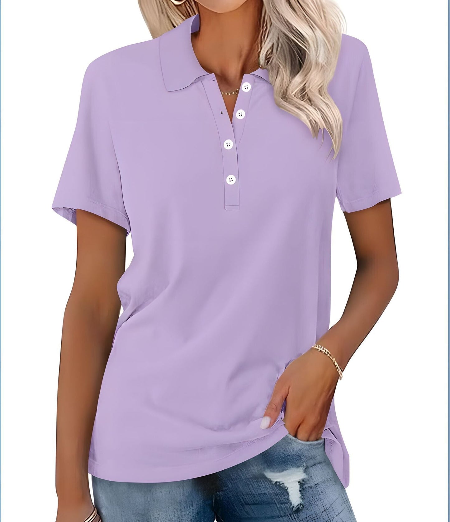 Dames Polo Top Kortemouw Zomerjurk Basic Wit