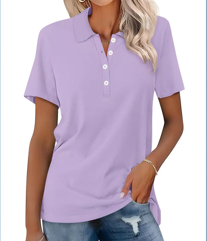 Dames Polo Top Kortemouw Zomerjurk Basic Wit