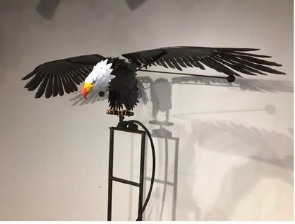 Metalen Vogel Windmolen Tuin Decoratie Weerbestendig Zilver Buiten Tuinornament Bewegende Vleugels Windspinner