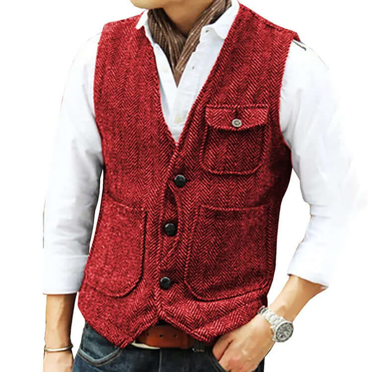 Heren Gilet Kasjmier Look Elegant Enkele Sluiting Comfortabel