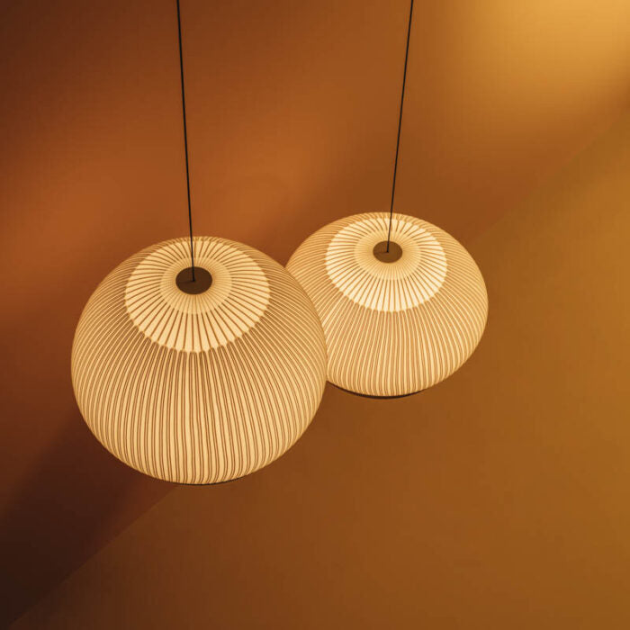 Japandi Hanglamp 3D Lycra 45 cm Beige Eettafel Woonkamer Dimbare LED Hanglamp Scandinavische Verlichting Interieur