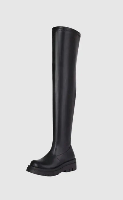 Hoge Hak Laars Overknee Zwart Chic Stijl