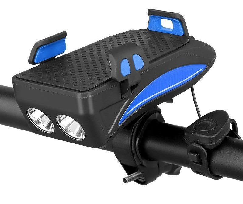 Fiets Stuurhouder 4-in-1 Telefoonhouder Powerbank LED Verlichting Claxon 4000mAh Alle Smartphones