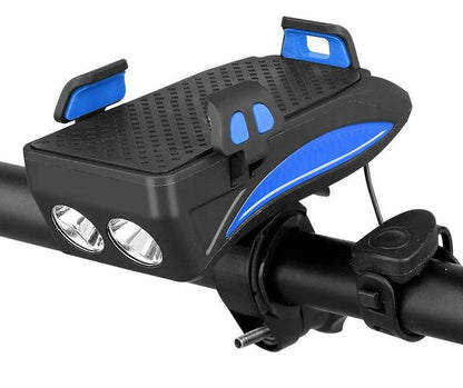 Fiets Stuurhouder 4-in-1 Telefoonhouder Powerbank LED Verlichting Claxon 4000mAh Alle Smartphones