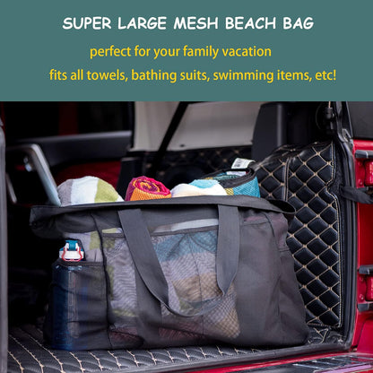 Grote Strandtas met Rits – Zandvrij Mesh Design voor Stranddagen