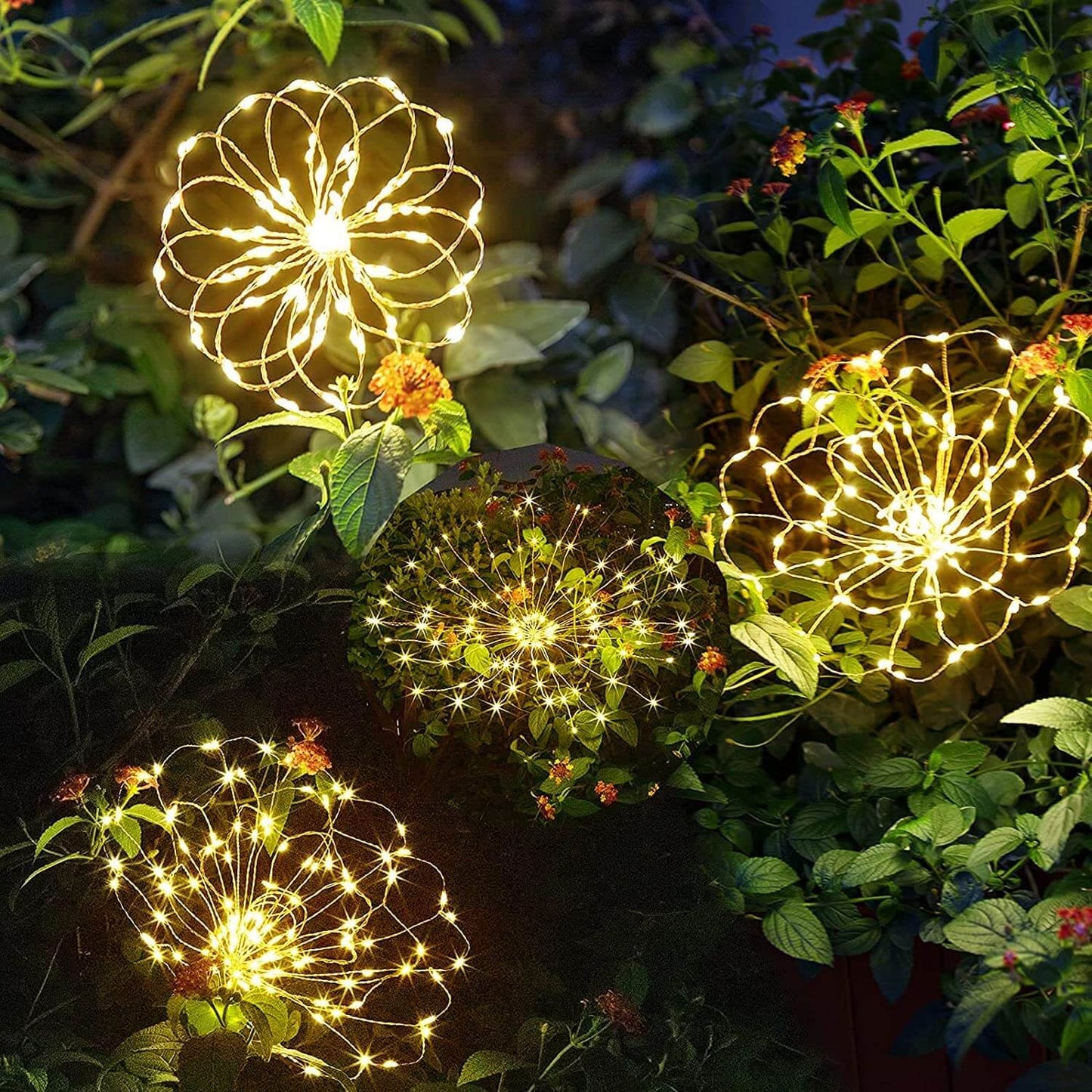 Solarlamp Vuurwerkeffect 120 LED Waterdicht Tuinverlichting 70cm voor Pad Zwembad