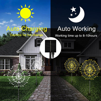 Zonnevuurwerk Tuinlamp 120 LED | Waterdicht IP65 | 8 Verlichtingsmodi