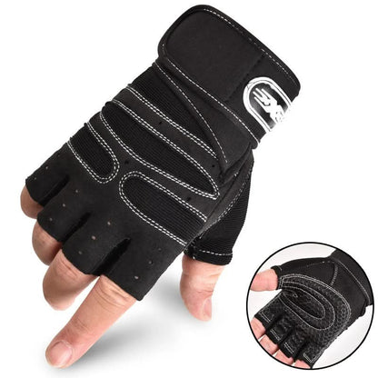 Sporthandschoenen met Polssteun Zwart Schokwerend voor Fitness | sporthandschoenen met polsbescherming gym handschoenen fitnesshandschoenen krachttraining wielrennen ademend antislip