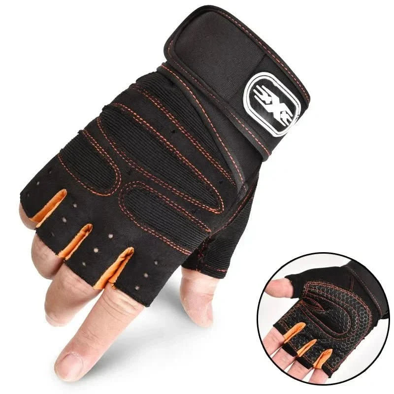 Sporthandschoenen met Polssteun Zwart Schokwerend voor Fitness | sporthandschoenen met polsbescherming gym handschoenen fitnesshandschoenen krachttraining wielrennen ademend antislip