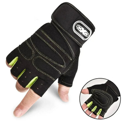 Sporthandschoenen met Polssteun Zwart Schokwerend voor Fitness | sporthandschoenen met polsbescherming gym handschoenen fitnesshandschoenen krachttraining wielrennen ademend antislip