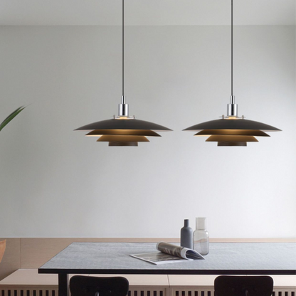 Metalen Laag Hanglamp IJzer 30cm 38cm Zwart Wit Eettafel Keuken Scandinavisch design gelaagde hanglamp warm licht