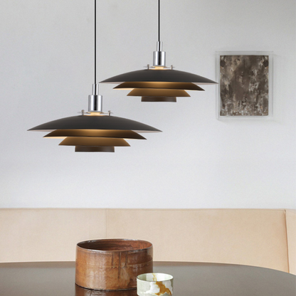 Metalen Laag Hanglamp IJzer 30cm 38cm Zwart Wit Eettafel Keuken Scandinavisch design gelaagde hanglamp warm licht