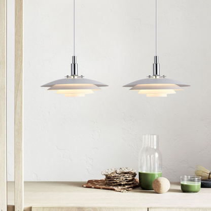 Metalen Laag Hanglamp IJzer 30cm 38cm Zwart Wit Eettafel Keuken Scandinavisch design gelaagde hanglamp warm licht