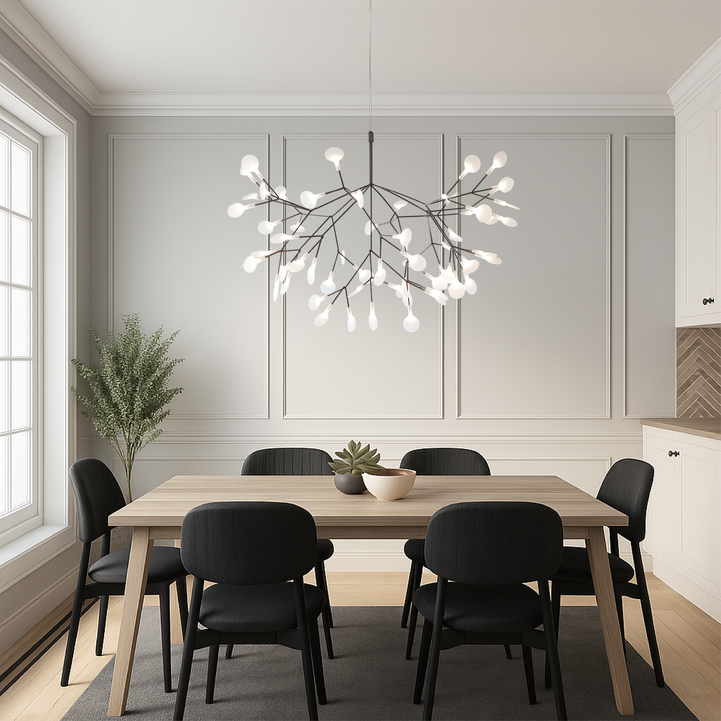 Vuurvlieg hanglamp acryl ijzer Ø80 modern Scandinavisch interieur kroonluchter eetkamer woonkamer design verlichting