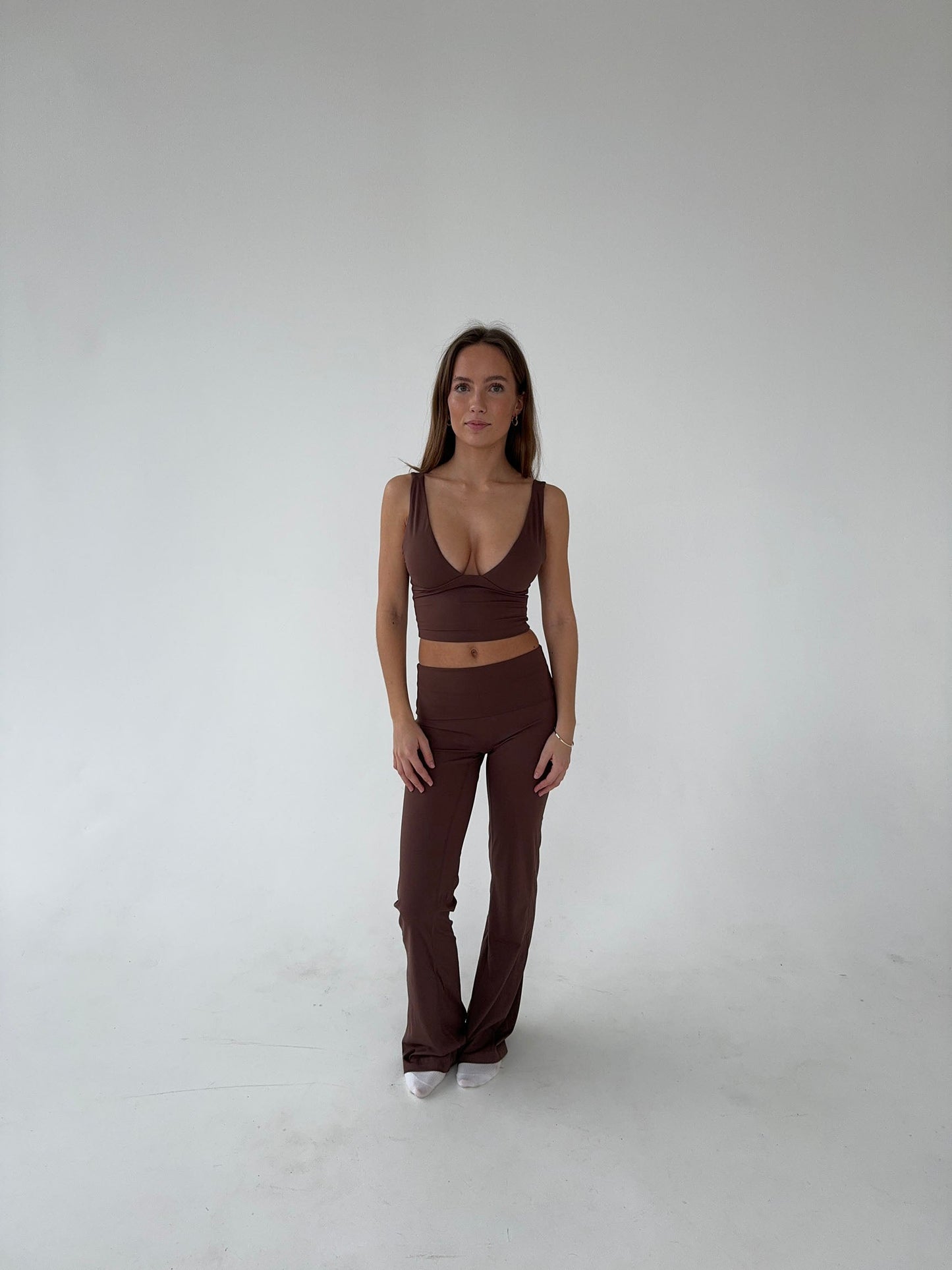 Bruine High Waisted Legging Comfortabel en Stretch