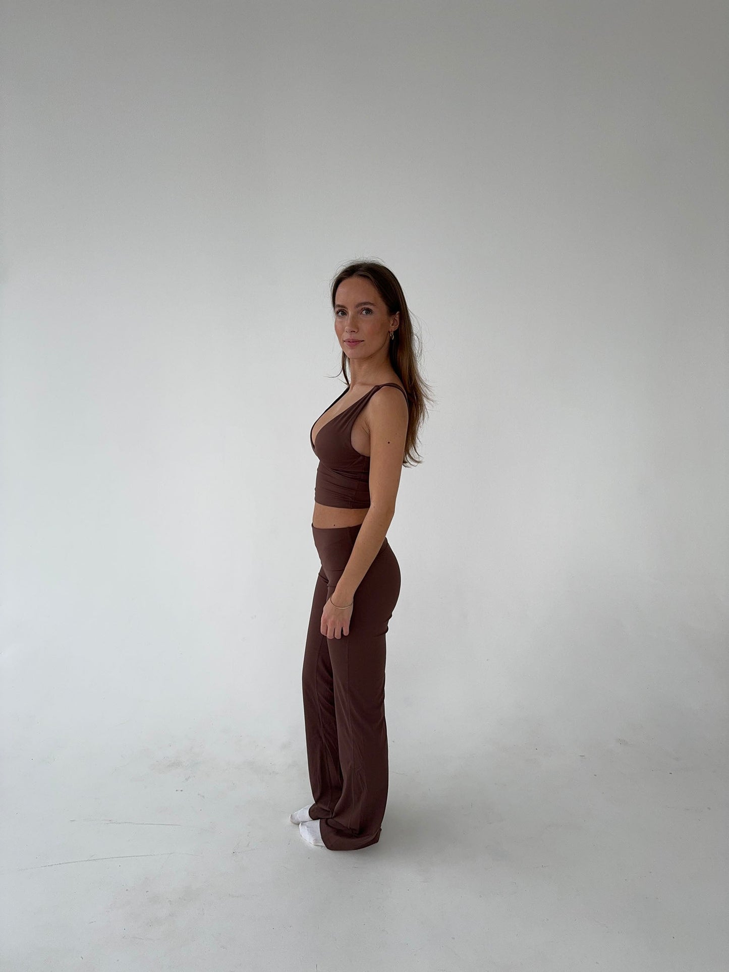 Bruine High Waisted Legging Comfortabel en Stretch